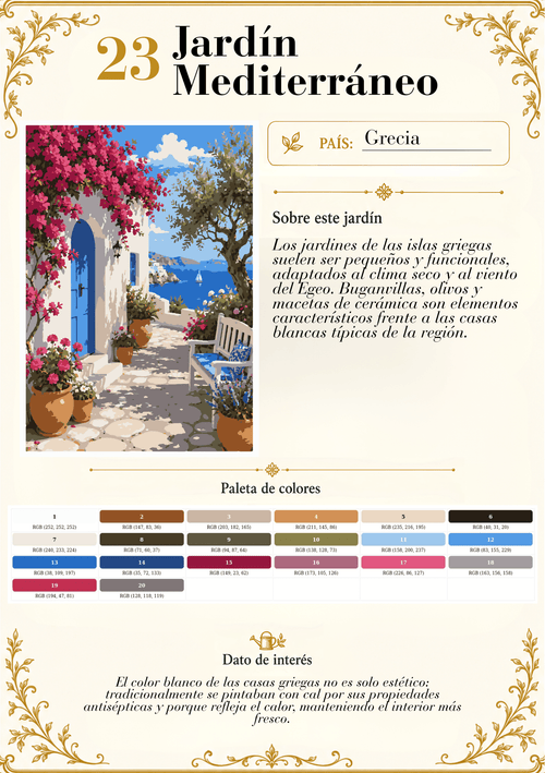 Ficha de muestra — Obra #23 — Jardín Mediterraneo — Colección Jardines del Mundo
