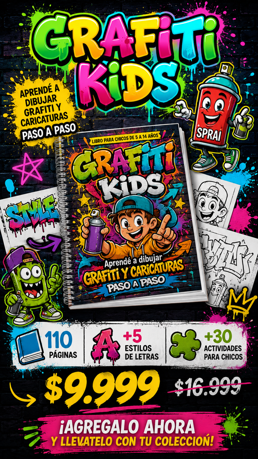 Grafiti Kids™ — 110 páginas para que tus hijos apaguen el celular y dibujen