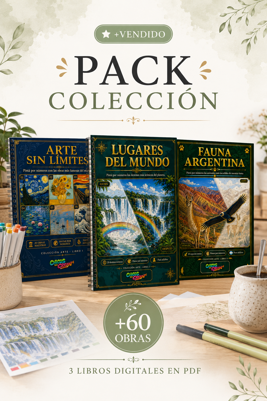 Arte Sin Límites · Colección Completa — 3 Libros · 60 Obras ·  Pintar por Números